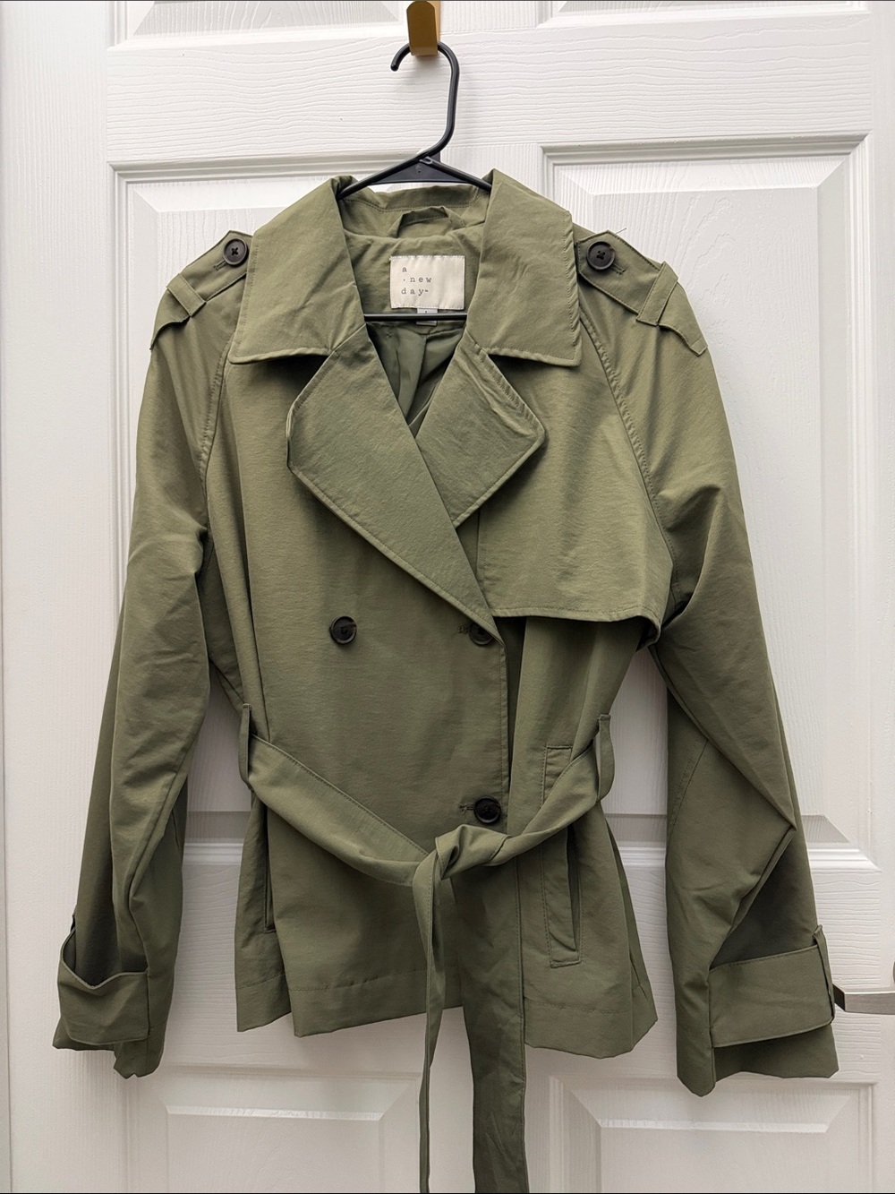 a new day Olive Green Trench Coat with Belt